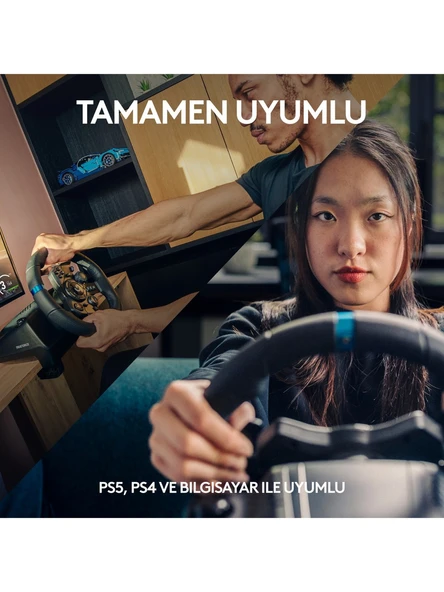 Logitech G G923 Driving Force Yarış Direksiyonu, Aşamalı Fren Pedalı, Alüminyum, Çelik ve Deri Yapı, PS3/PS4/PS5/PC ile Uyumlu, Trueforce Teknolojisi, Aşamalı Fren Pedalı, Siyah - 9