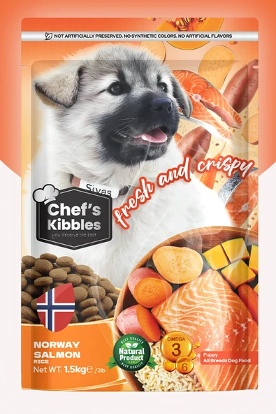 Chefs Kibbles Norveç Somonlu Yavru Köpek Maması 15KG