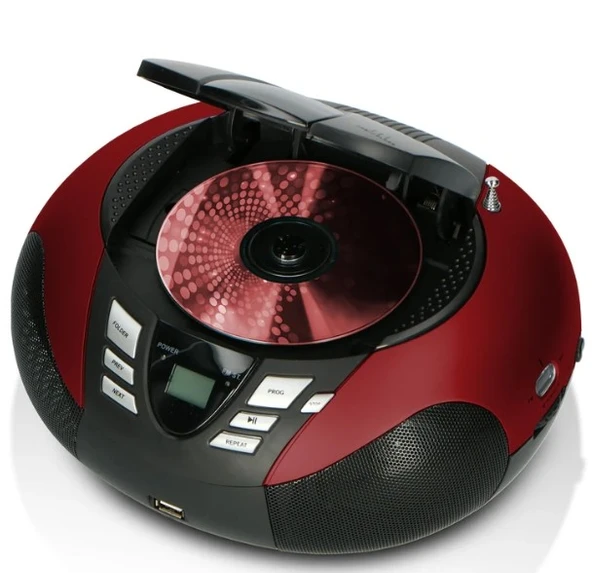 LENCO SCD-37 USB Kırmızı - Taşınabilir FM Radyo CD ve USB oynatıcı - Kırmızı