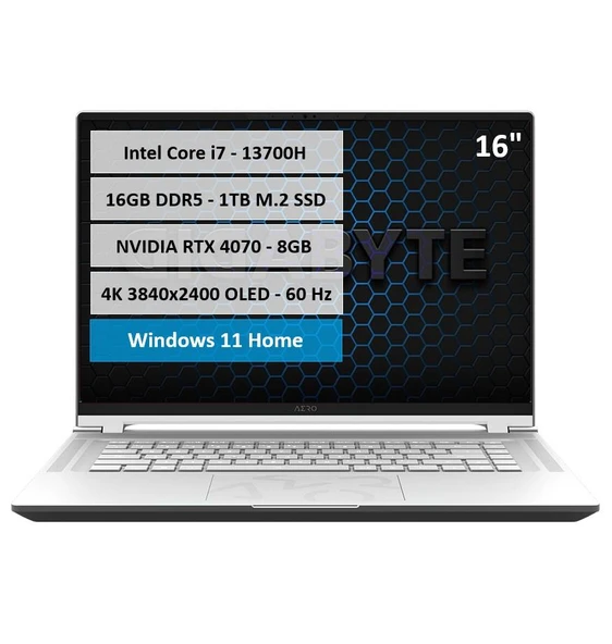 Gigabyte Aero 16 BSF i7-13700H 16GB DDR5 1TB SSD RTX4070-8GB 16'' UHD FreeDos