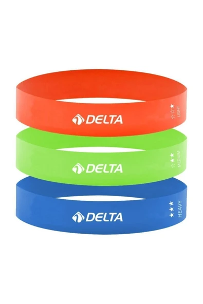 Delta Latex 3'lü Aerobik Pilates Direnç Egzersiz Bandı Squat Çalışma Lastiği (Uç Kısmı Kapalı)