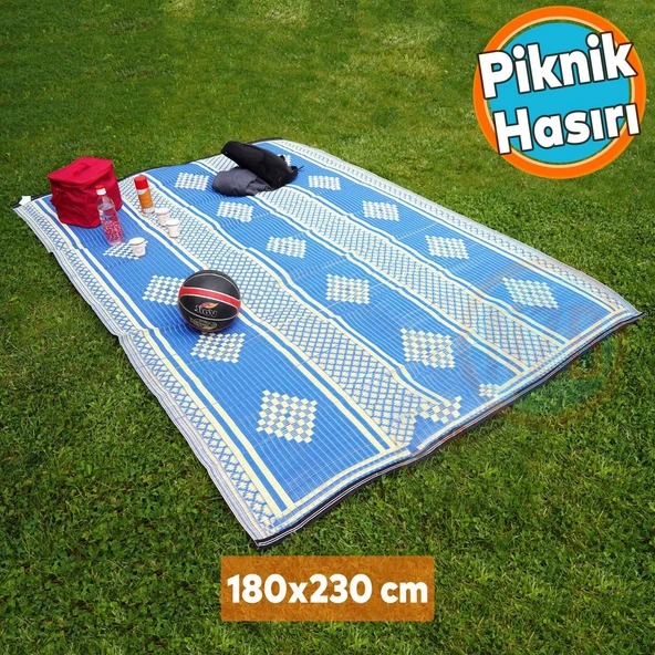 Hasır Halı Kilim Piknik Cami Park Plaj Bahçe Balkon Teras Kamp Outdoor Karavan 180 x 230 cm Plastik