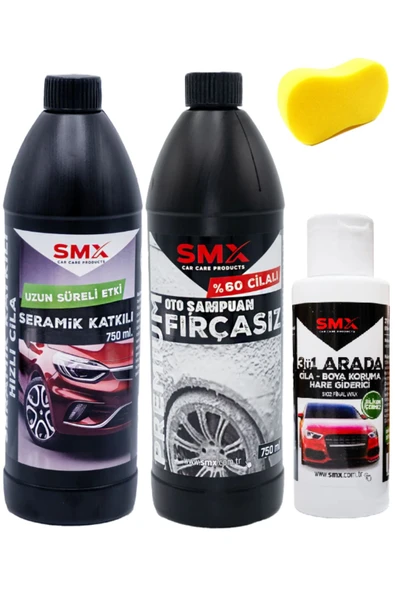 SMX Seramik Katkılı Hızlı Ve Pratik Cila / Cilalı Oto Şampuanı / Hare Giderici / Yıkama Süngeri ürün görseli 1
