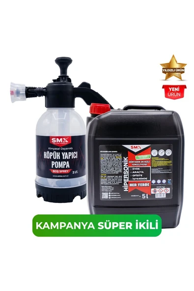 SMX HİPERSONİK 5 KG ve KÖPÜK Yapıcı Kimyasal Dayanımlı Basınçlı Pompa 2 Litre