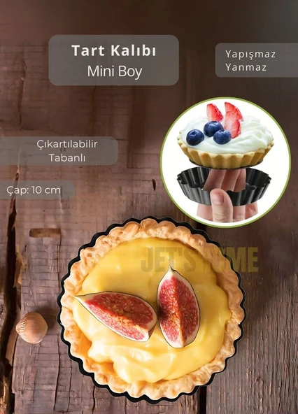 Mini Boy Tart Kalıbı Çıkartılabilir Tabanlı Turta Kalıbı Karbon Çelik Kek Kalıbı 10 cm