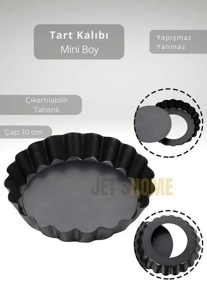 Mini Boy Tart Kalıbı Çıkartılabilir Tabanlı Turta Kalıbı Karbon Çelik Kek Kalıbı 10 cm - 3