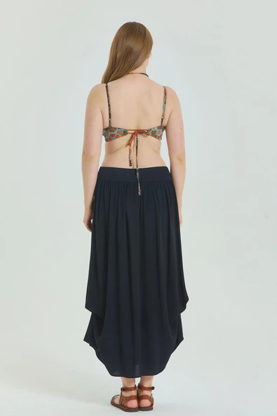 Beli Lastikli Drape Detaylı Büyük Beden Etek - 5