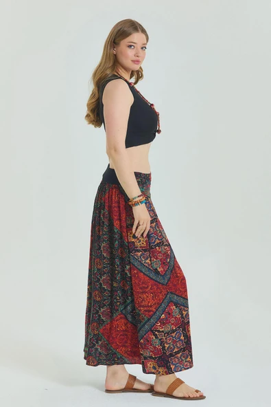 Beli Lastikli Drape Detaylı Büyük Beden Etek - 4