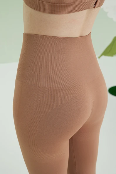 Vizon Dikişsiz Yüksek Bel Toparlayıcı Tayt - Resim 5