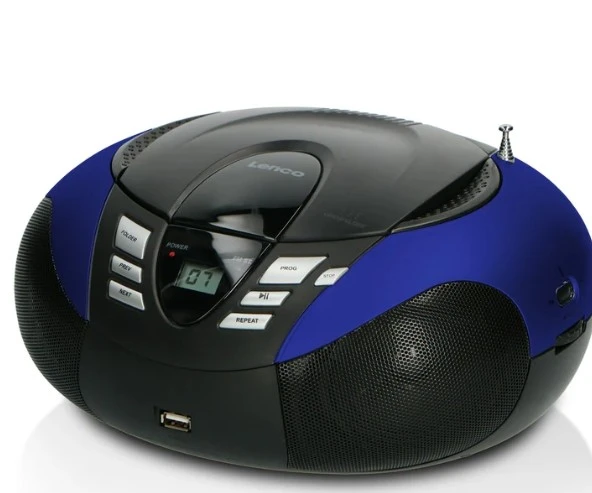 LENCO SCD-37 USB Mavi - Taşınabilir FM Radyo CD'si ve USB oynatıcı - Mavi