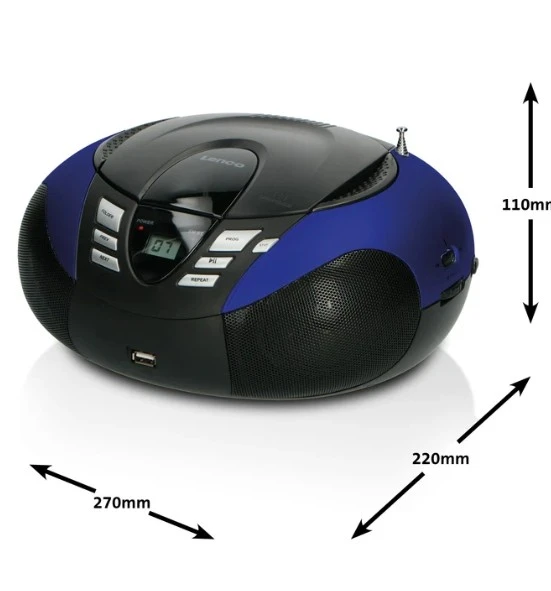LENCO SCD-37 USB Mavi - Taşınabilir FM Radyo CD'si ve USB oynatıcı - Mavi - 12