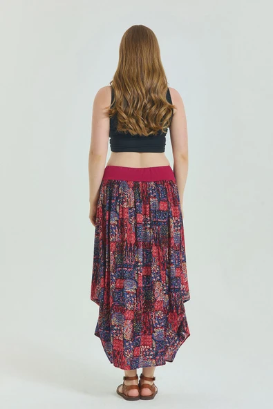 Beli Lastikli Drape Detaylı Büyük Beden Etek - 5