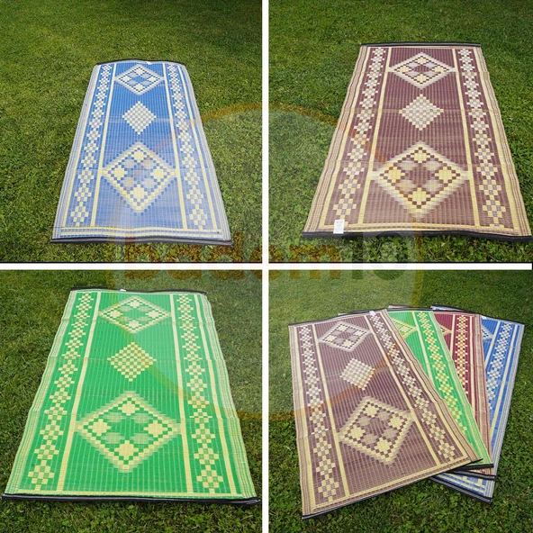 Hasır Halı Kilim Piknik Cami Park Plaj Bahçe Balkon Teras Kamp Outdoor Karavan Mat 90x180 cm Plastik - 4