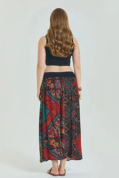 Beli Lastikli Drape Detaylı Büyük Beden Etek - 5