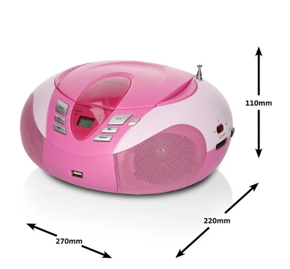 LENCO SCD-37 USB Pembe - Taşınabilir FM Radyo CD ve USB çalar - Pembe - 9