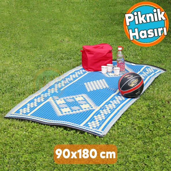 Hasır Halı Kilim Piknik Cami Park Plaj Bahçe Balkon Teras Kamp Outdoor Karavan Mat 90x180 cm Plastik