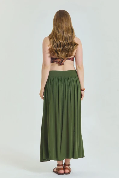 Beli Lastikli Drape Detaylı Büyük Beden Etek - 5