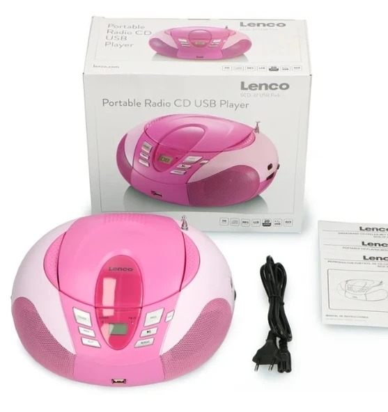 LENCO SCD-37 USB Pembe - Taşınabilir FM Radyo CD ve USB çalar - Pembe - 10
