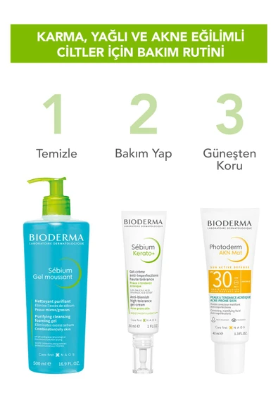Bioderma Sebium Foaming Gel Karma, Yağlı Ve Akneye Eğilimli Ciltler Için Yüz Temizleme Jeli 500 ml - 3