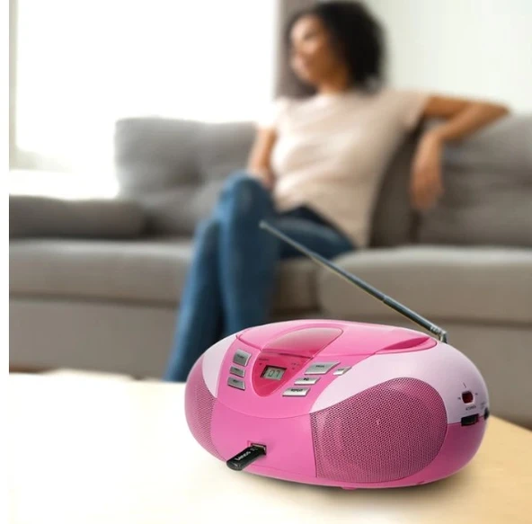 LENCO SCD-37 USB Pembe - Taşınabilir FM Radyo CD ve USB çalar - Pembe - 11