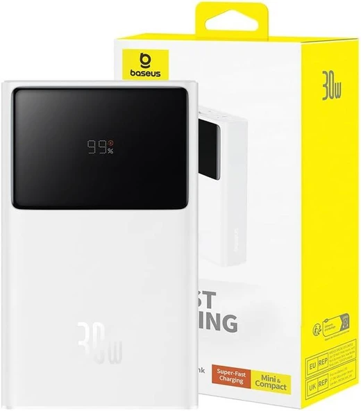 Baseus Star Lord 30 W Beyaz 10000 mAh Hızlı Şarj Powerbank Outlet