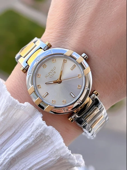 Jg.Polo Club Çelik Kasa & Kordon Kararma Ve Renk Atma Yapmaz Kadın Kol Saati+Bileklik JG02242.5