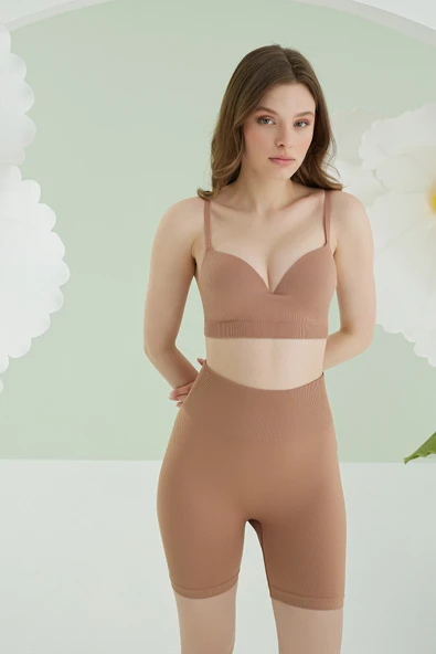 Vizon Dikişsiz Yüksek Bel Kısa Tayt - Resim 2