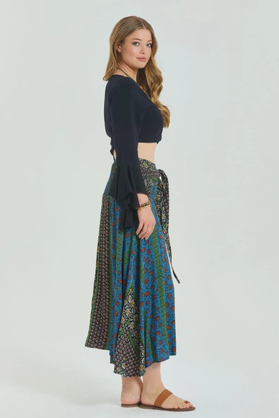 Gipe Belden Bağlamalı Büyük Beden Etek - Resim 4