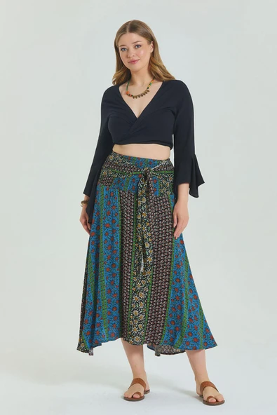 Gipe Belden Bağlamalı Büyük Beden Etek - Resim 6