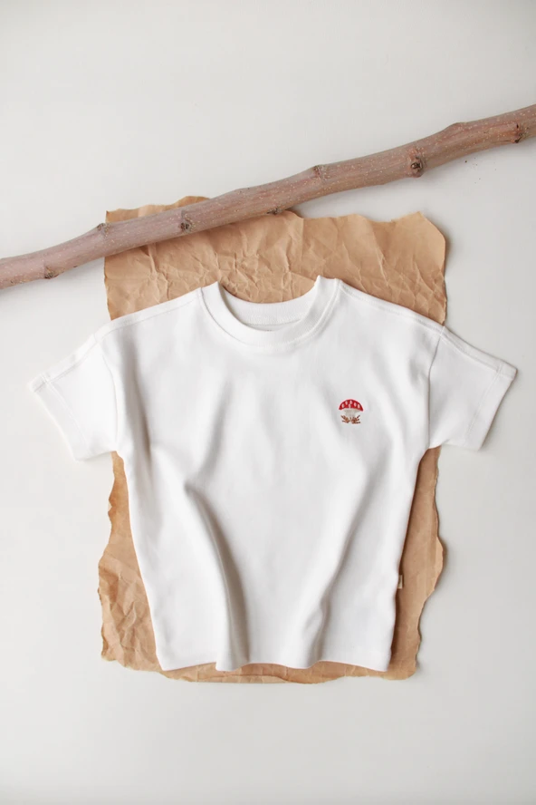 Mantar Nakışlı Oversize T-shirt - 4