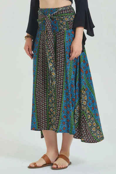 Gipe Belden Bağlamalı Büyük Beden Etek - Resim 3