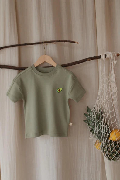 Avokado Nakışlı Oversize T-shirt - 7