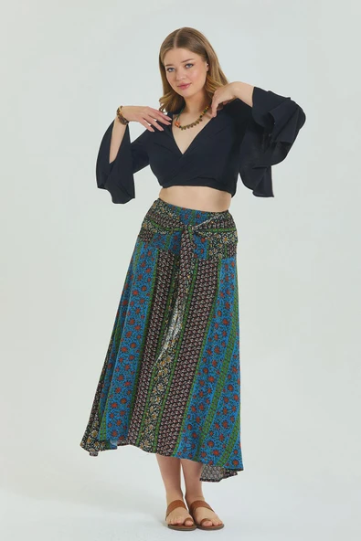 Gipe Belden Bağlamalı Büyük Beden Etek - Resim 7