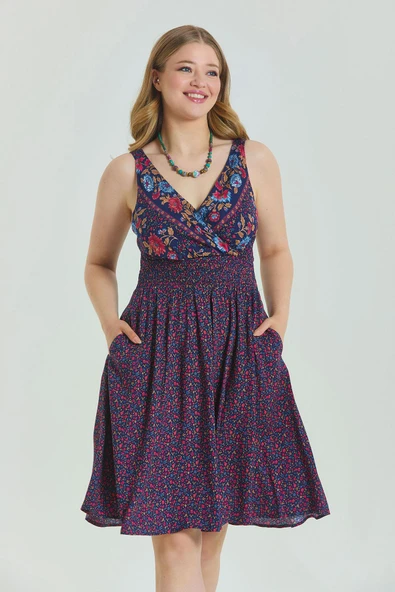 V Yaka Robadan  Büyük Beden Elbise - 2