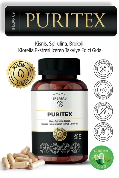 Erbatab Puritex (Kişniş - Spirulina - Brokoli - Klorella) 60 Kapsül - 3