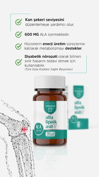 Erbatab Alfa Lipoik Asit 600 mg 30 Kapsül - Resim 4