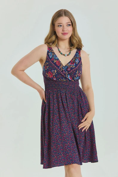 V Yaka Robadan  Büyük Beden Elbise - 4