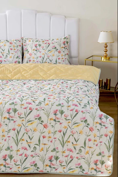 Rivaİstanbul Botanical Çift Kişilik Pamuklu Kapitone Pike & Çok Amaçlı Yatak Örtüsü - Resim 2