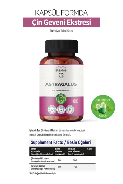 Erbatab Astragalus Çin Geveni Ekstresi 60 Kapsül - 5