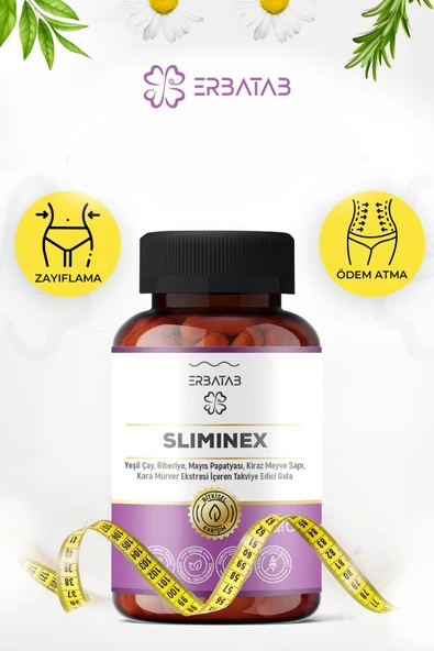 Erbatab Sliminex (Yeşilçay - Biberiye - Mayıs Papatyası - Kiraz Sapı Ekstresi) 60 Kapsül - Resim 4