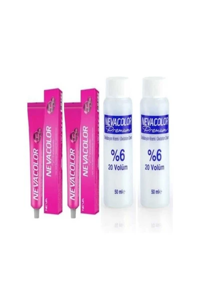 NEVA COLOR NEVACOLOR TÜP SAÇ BOYASI 4.07 TÜRK KAHVESİ 2 ADET+ 2 ADET OKSİDAN