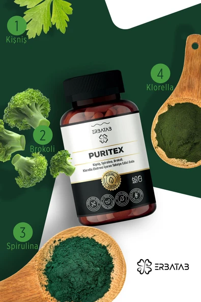 Erbatab Puritex (Kişniş - Spirulina - Brokoli - Klorella) 60 Kapsül - 4