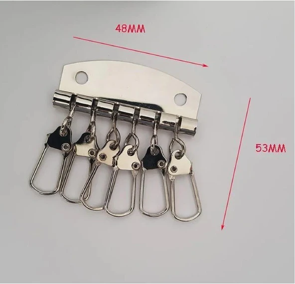 6 Kancalı Anahtarlık Tokası 1 Adet Nikel - Resim 2