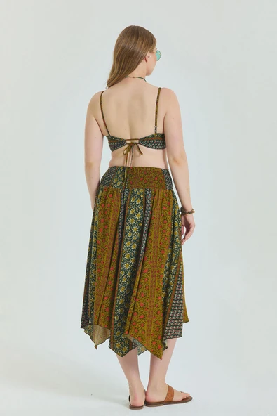 Gipe Detaylı Beli Bağlamalı Büyük Beden Etek - Resim 5