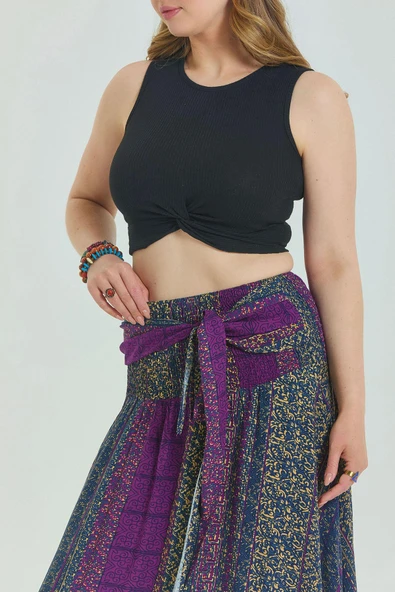 Gipe Belden Bağlamalı Büyük Beden Etek - Resim 7