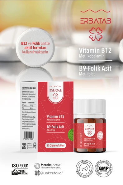 Erbatab Vitamin B12- Folik Asit B9-Metilkobalamin-Metilfolat - 6