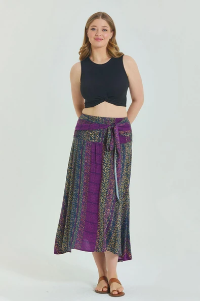 Gipe Belden Bağlamalı Büyük Beden Etek - Resim 2