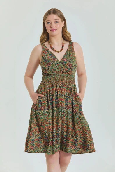 V Yaka Robadan  Büyük Beden Elbise - 2