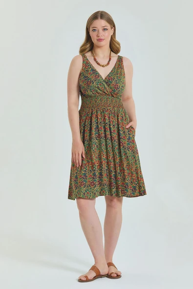 V Yaka Robadan  Büyük Beden Elbise - 3