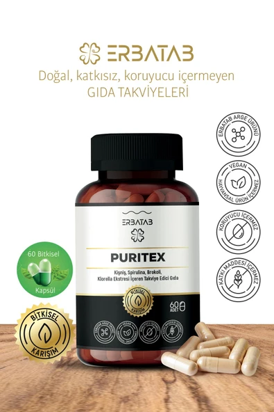 Erbatab Puritex (Kişniş - Spirulina - Brokoli - Klorella) 60 Kapsül - Resim 9